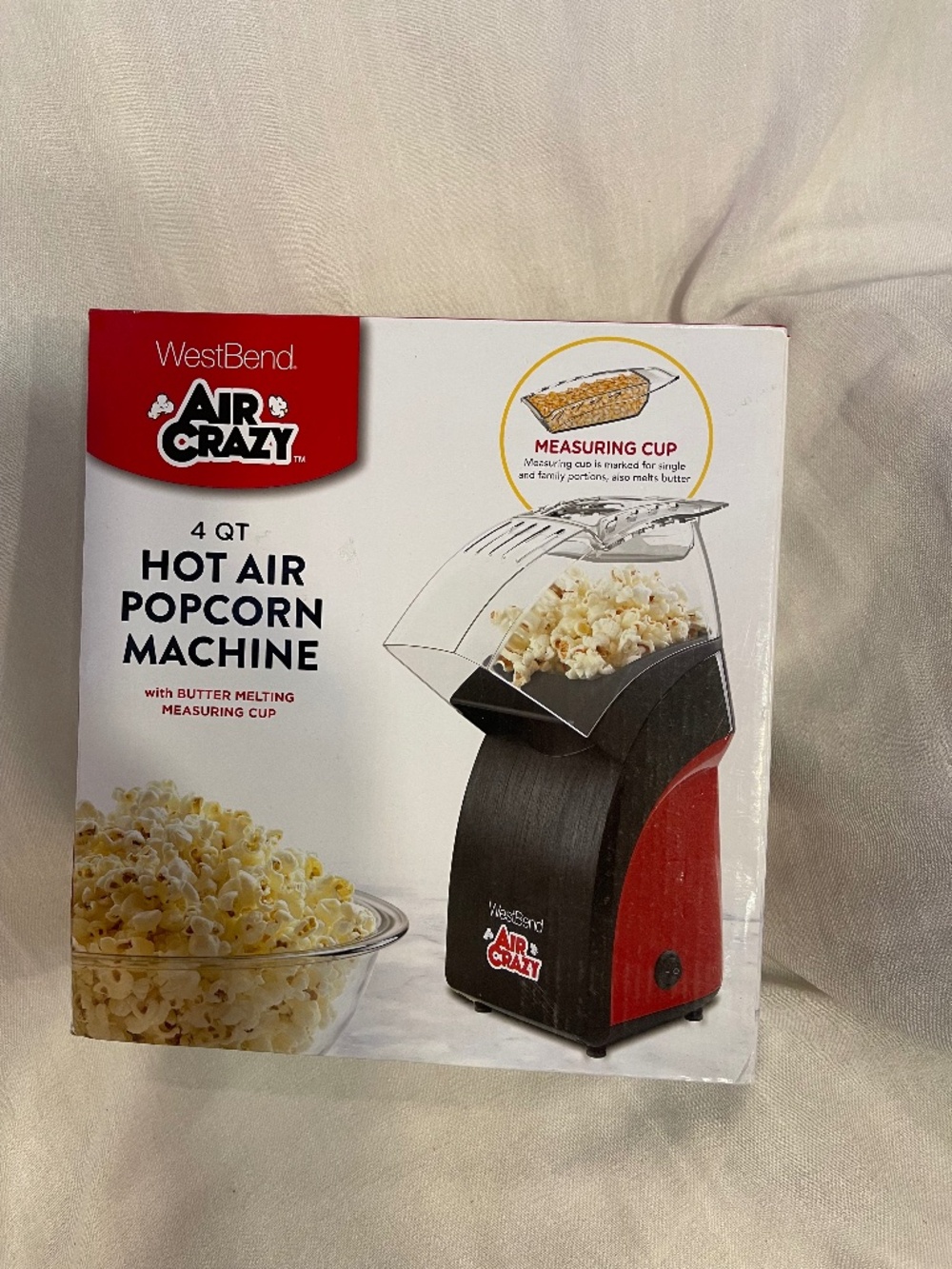 Air Crazy 4QT Hot Air Popcorn Machine - Red/Black